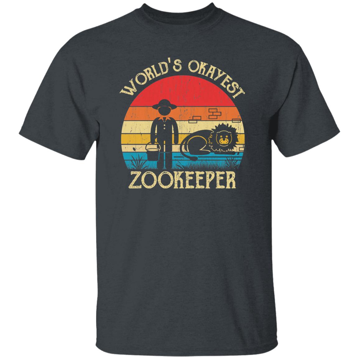 Zookeeper Unisex Shirt World's Okayest Zoo Keeper retro tee Black Dark Heather-Family-Gift-Planet