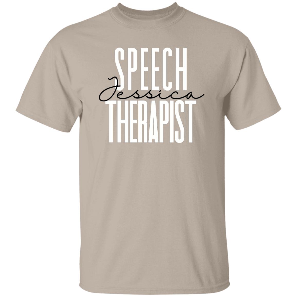 Personalized Speech therapist T-shirt gift Custom name SLP Speech Language Pathologist Unisex Tee Sand Pink Light Blue-Family-Gift-Planet