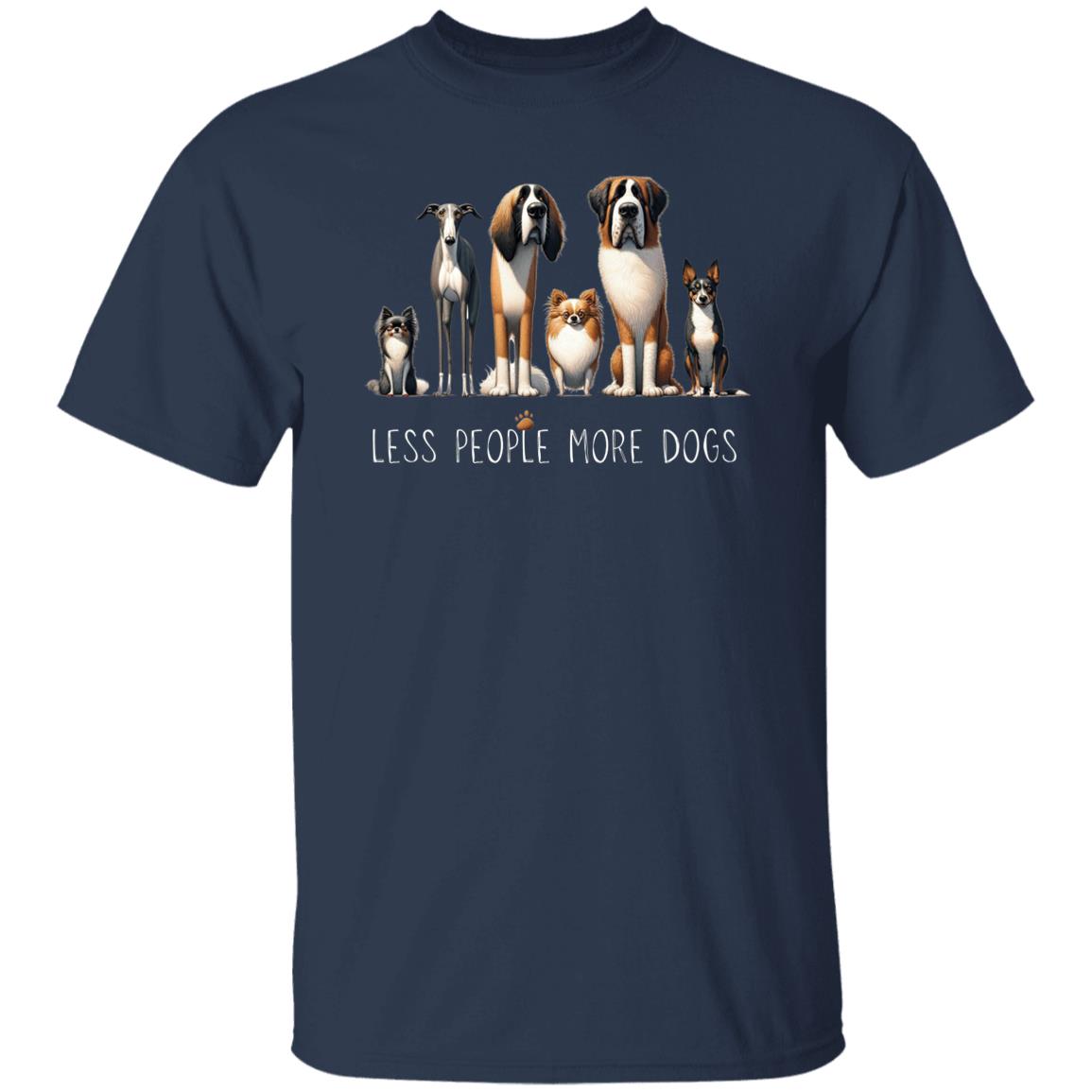Less people more dogs Unisex T-shirt Dog lover social distance tee Black Navy Dark Heather-Family-Gift-Planet