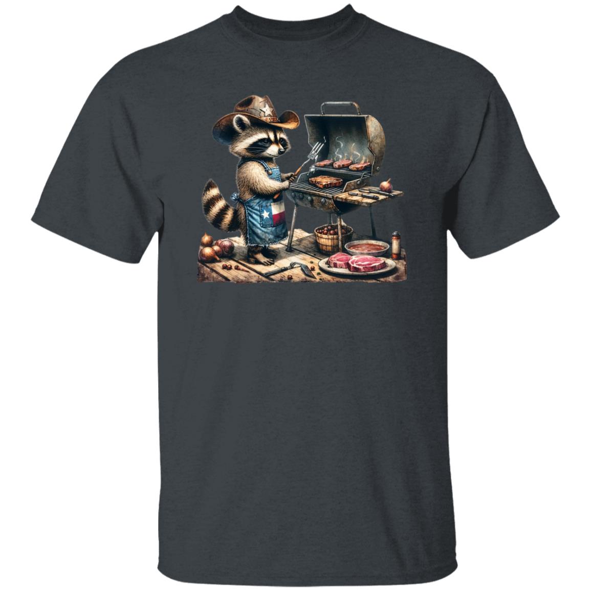 Funny Texas Barbeque Unisex T-shirt bbq racoon tee Black Navy Dark Heather-Family-Gift-Planet