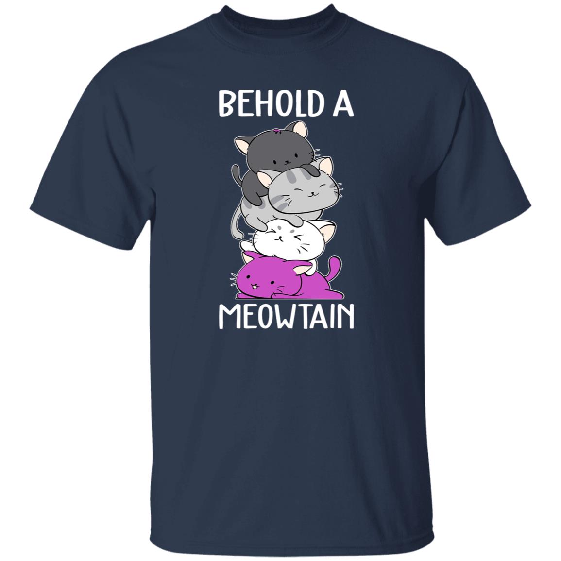Behold a meowtain T-Shirt gift Funny cat pile Cat mom Unisex Tee Black Navy Dark Heather-Family-Gift-Planet