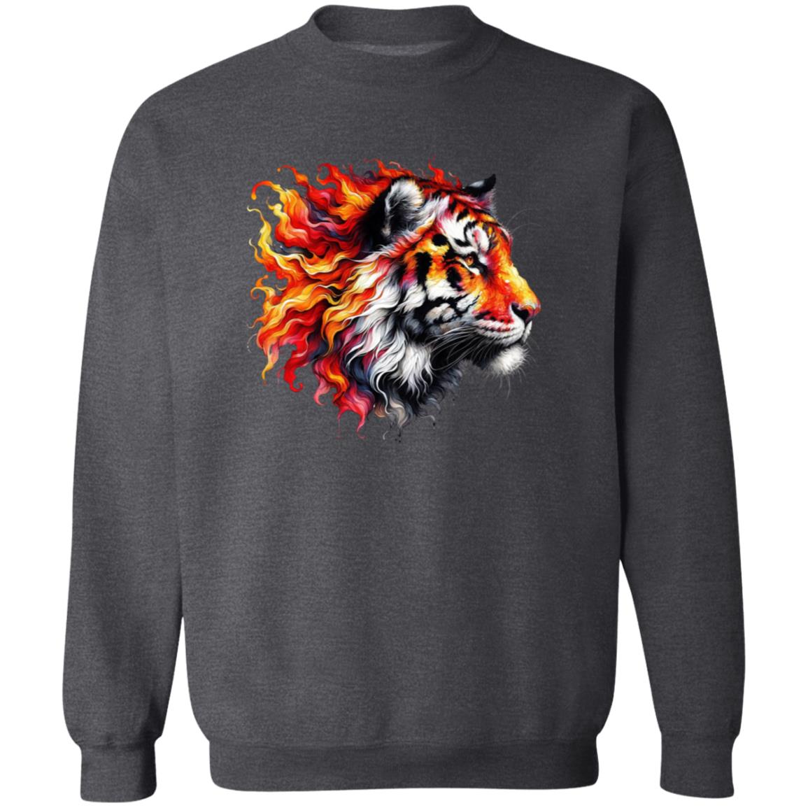 Tiger in fire Unisex Sweatshirt Black Navy Dark Heather-Family-Gift-Planet
