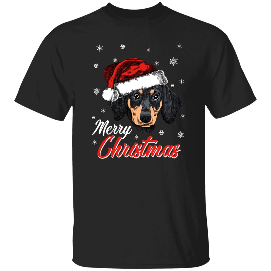 Dachshund Christmas Unisex shirt dachshund owner Holiday tee Black Dark Heather-Family-Gift-Planet