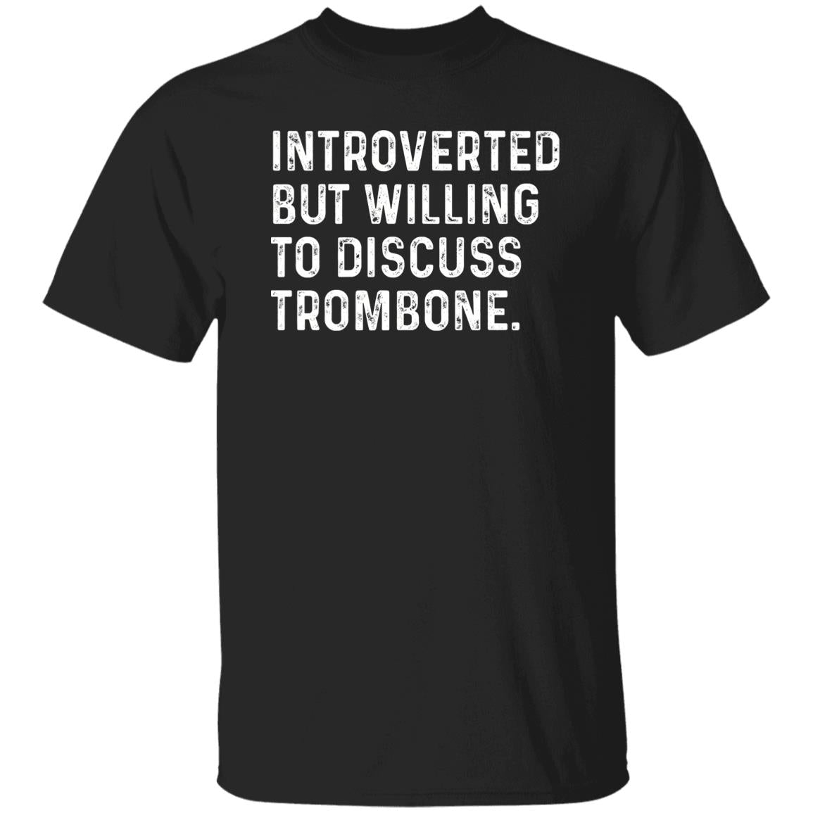 Introverted but willing to discuss Trombone Unisex T-shirt Trombone player tee Black Navy Dark Heather-Black-Family-Gift-Planet