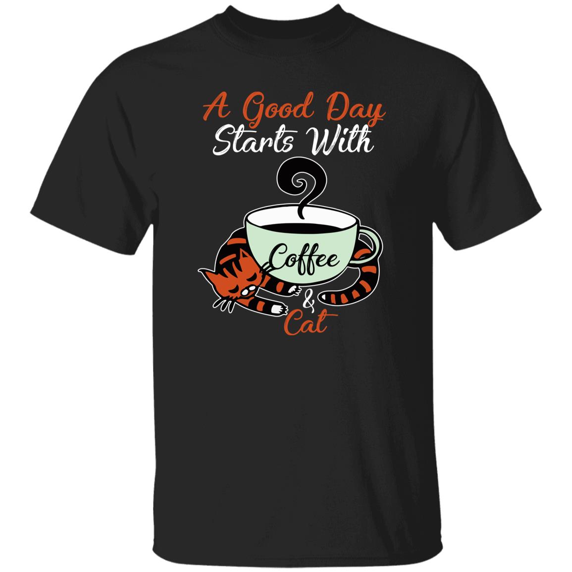A good day starts with Coffee and Cat Unisex shirt gift Black Dark Heather-Family-Gift-Planet