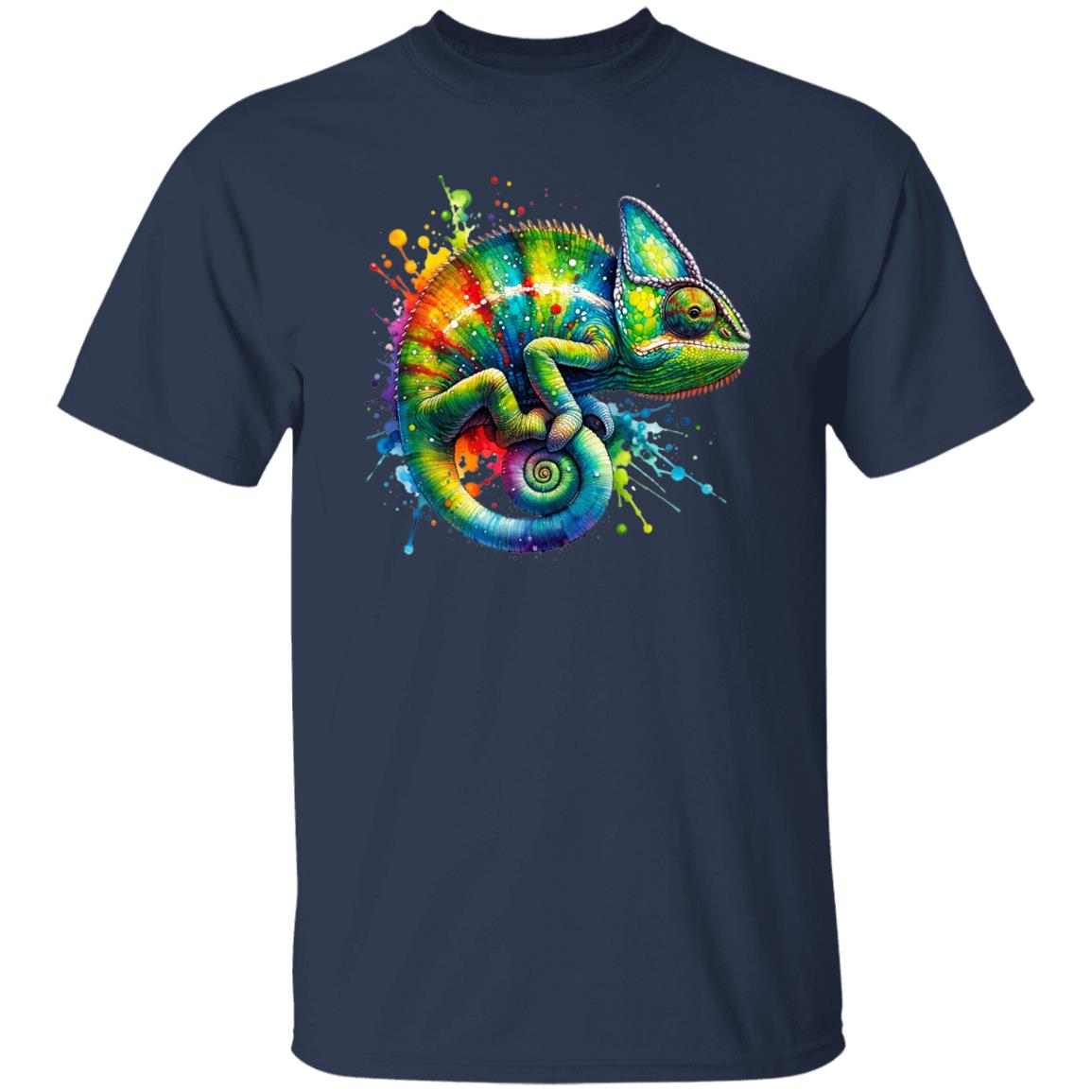 Chameleon Color Splash Unisex T-Shirt Black Navy Dark Heather-Family-Gift-Planet