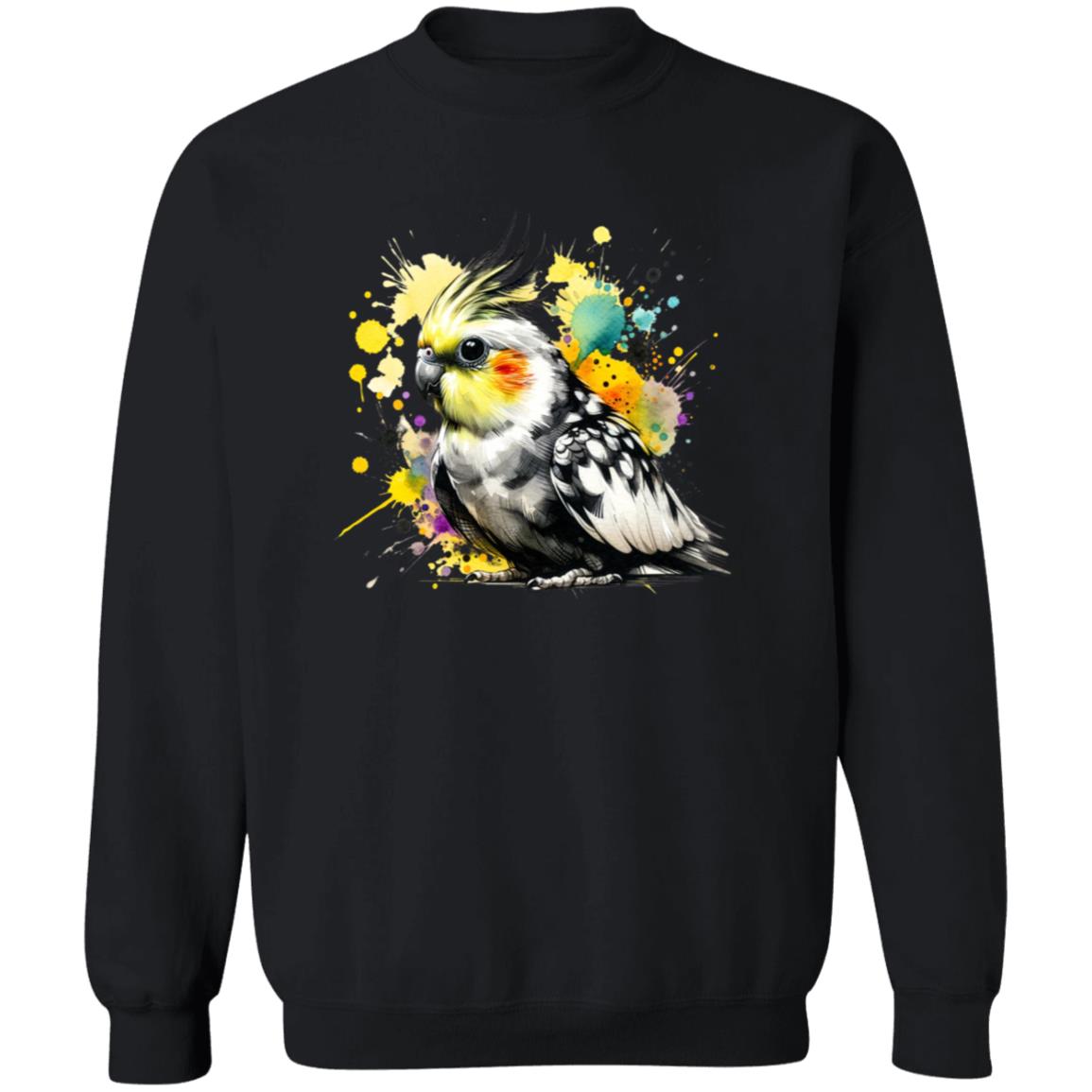 Cockatiel Bird Color Splash Unisex Sweatshirt Black Navy Dark Heather-Family-Gift-Planet
