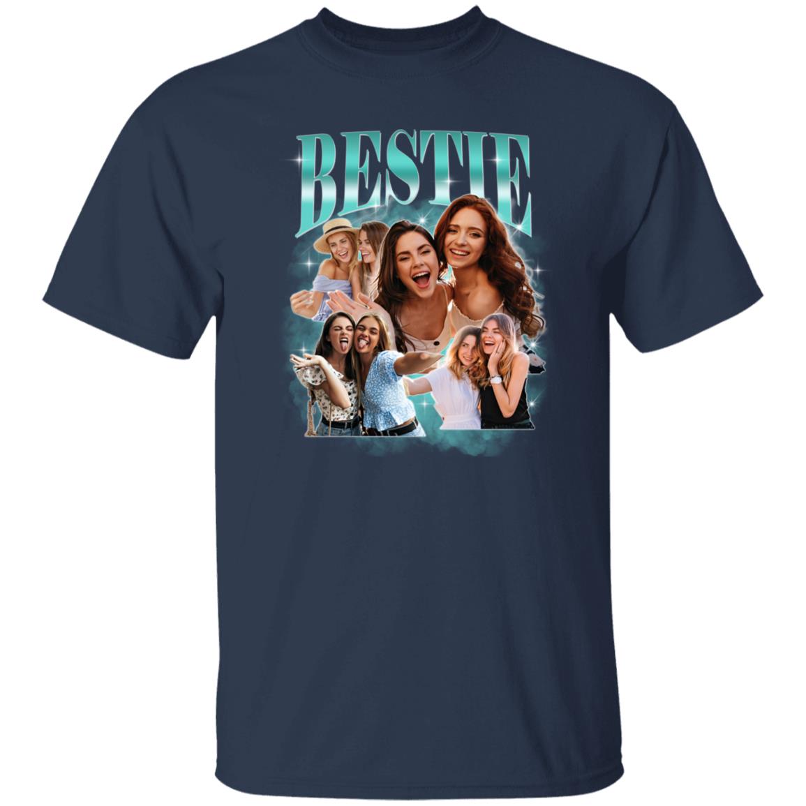 Custom Bestie Unisex T-Shirt Your pictures Best friends tee Black Navy Dark Heather-Family-Gift-Planet