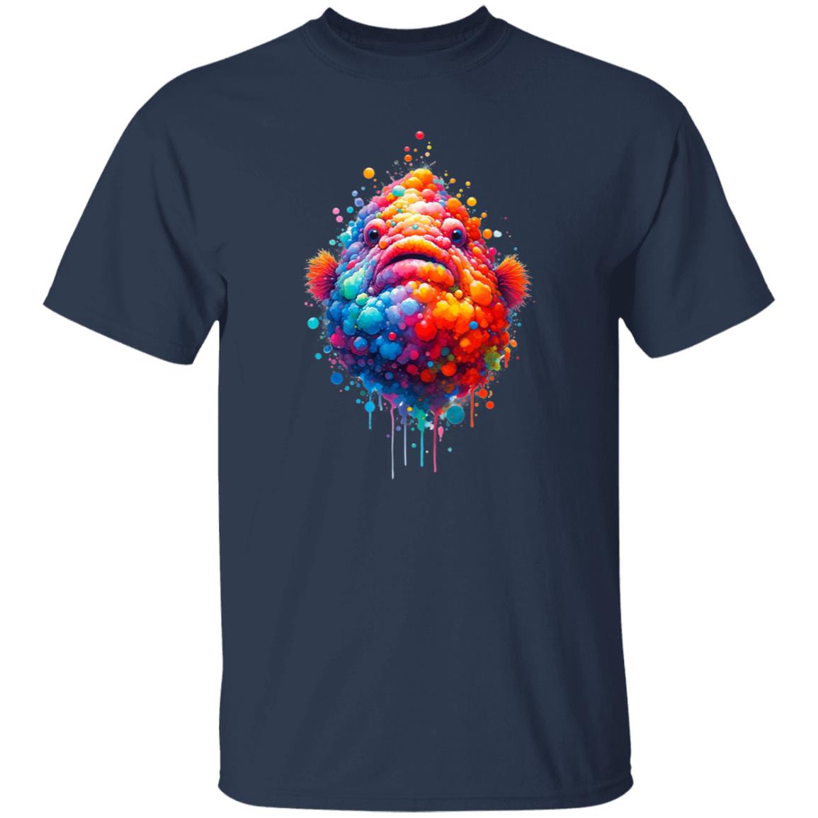 Deep Sea Fish Color Splash Unisex T-shirt Black Navy Dark Heather-Family-Gift-Planet
