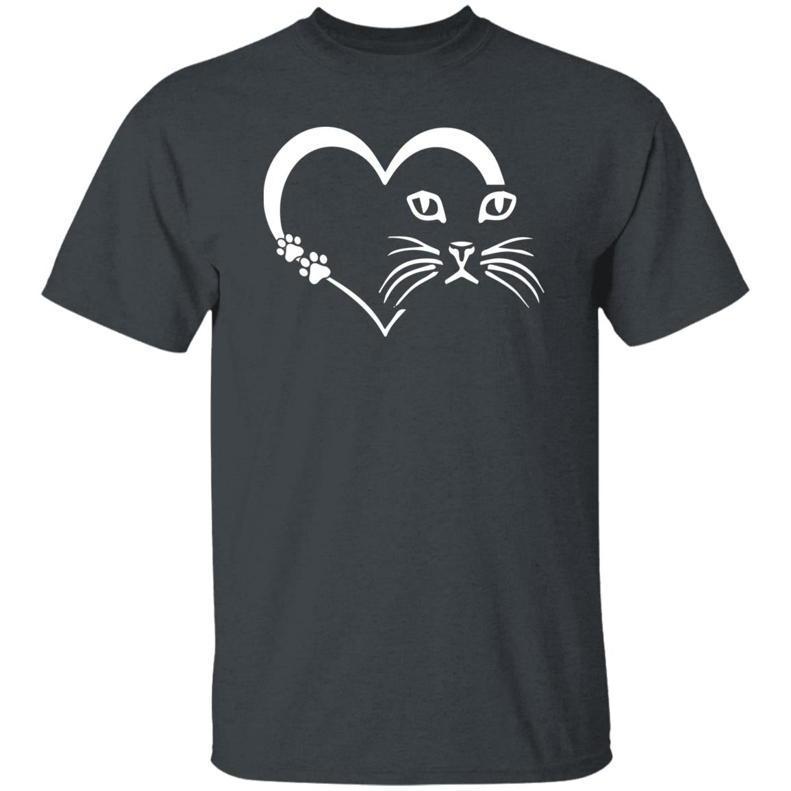 Cat Heart Unisex shirt cat love tee Black Dark Heather-Family-Gift-Planet