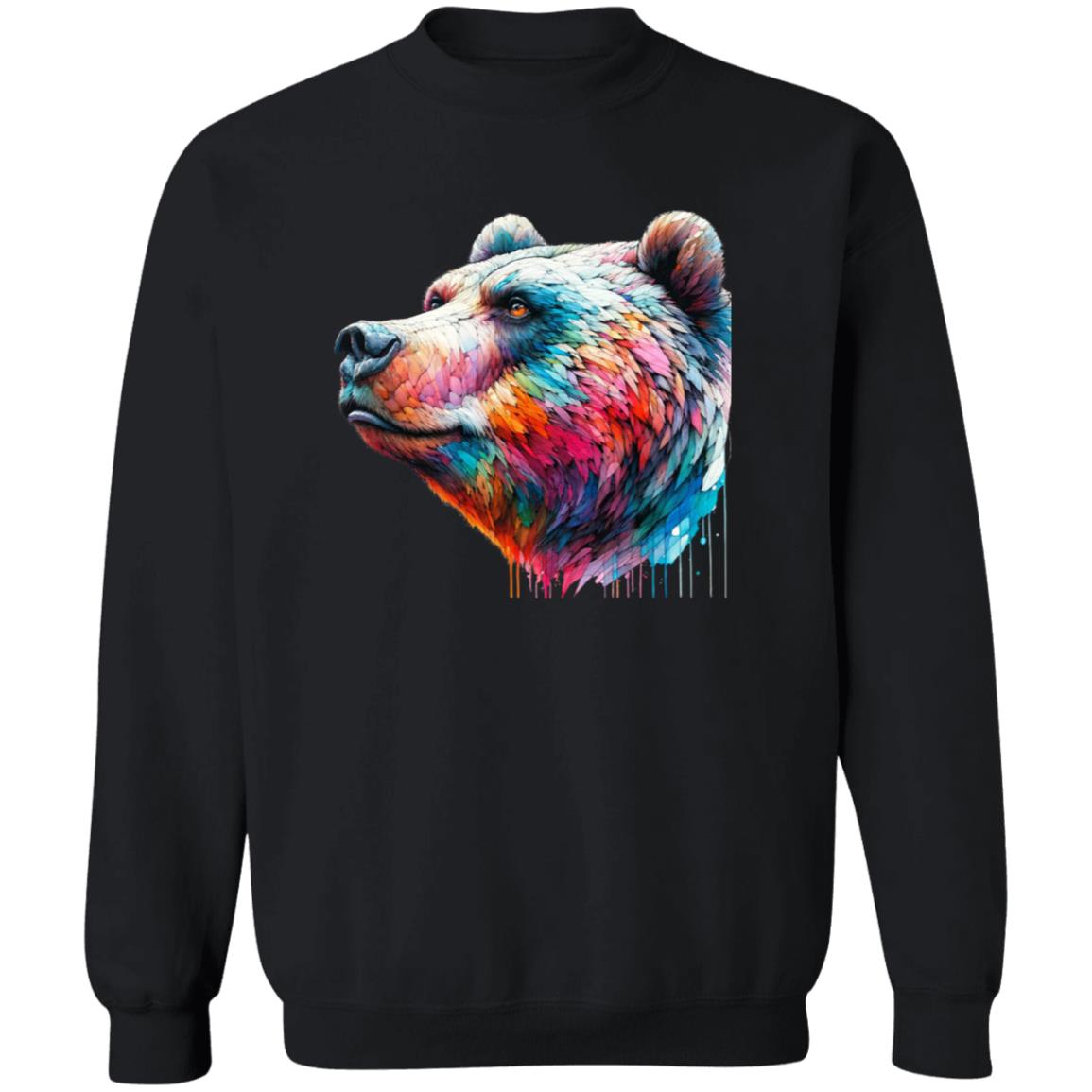 Artistic Bear Color Splash Unisex Sweatshirt Black Navy Dark Heather-Family-Gift-Planet