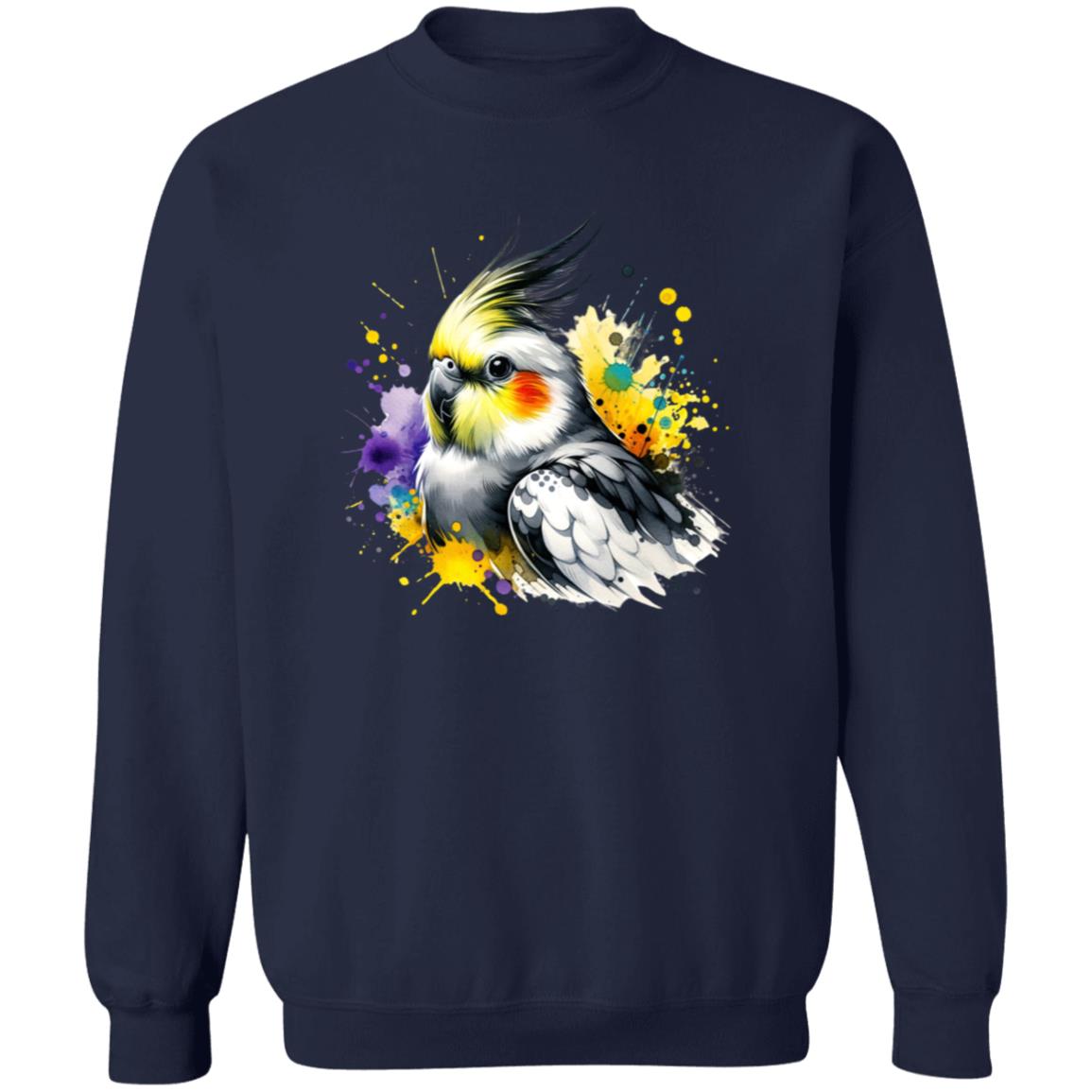 Cockatiel Mama Color Splash Unisex Sweatshirt Black Navy Dark Heather-Family-Gift-Planet