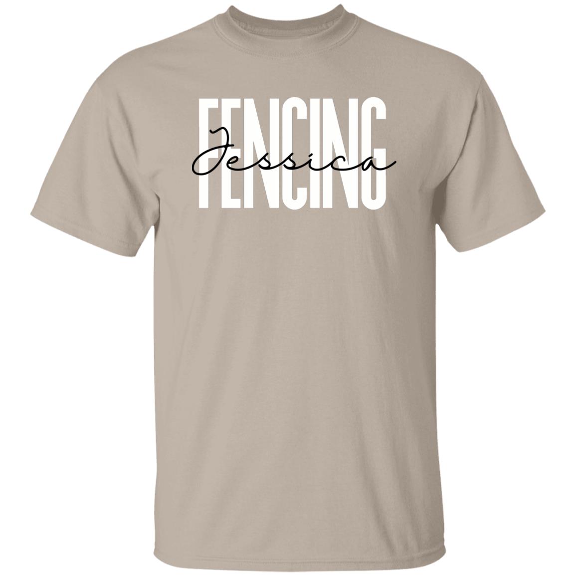 Personalized Fencing Unisex T-shirt Custom Name Fencer Sand Blue Pink-Family-Gift-Planet