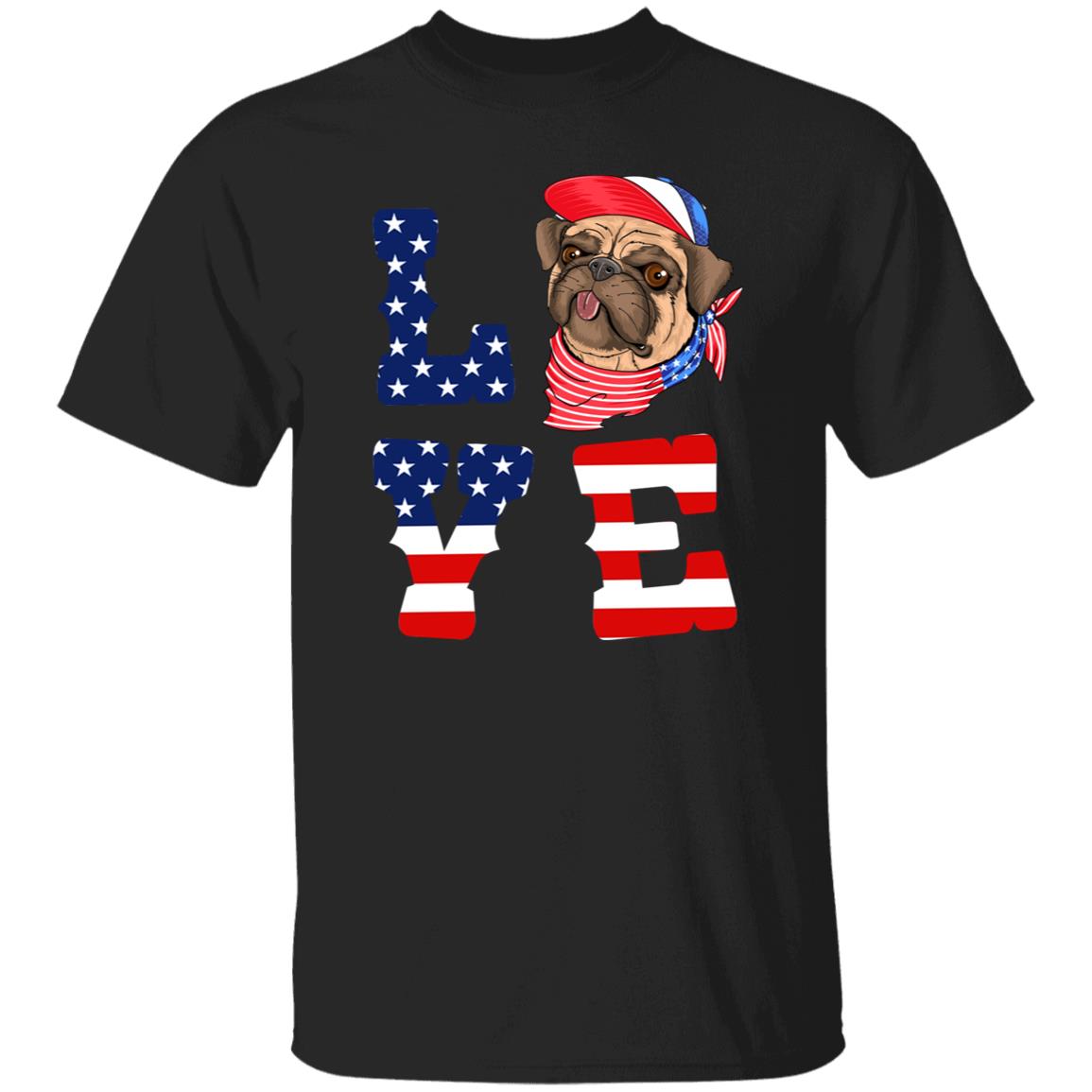 Love Dog Us flag Unisex T-Shirt gift American dog owner tee black dark heather-Family-Gift-Planet