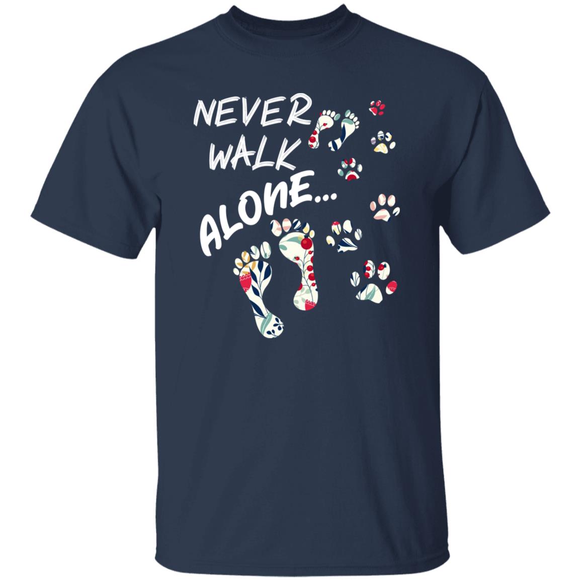 Never walk alone dog love Unisex t-shirt gift black navy dark heather-Family-Gift-Planet
