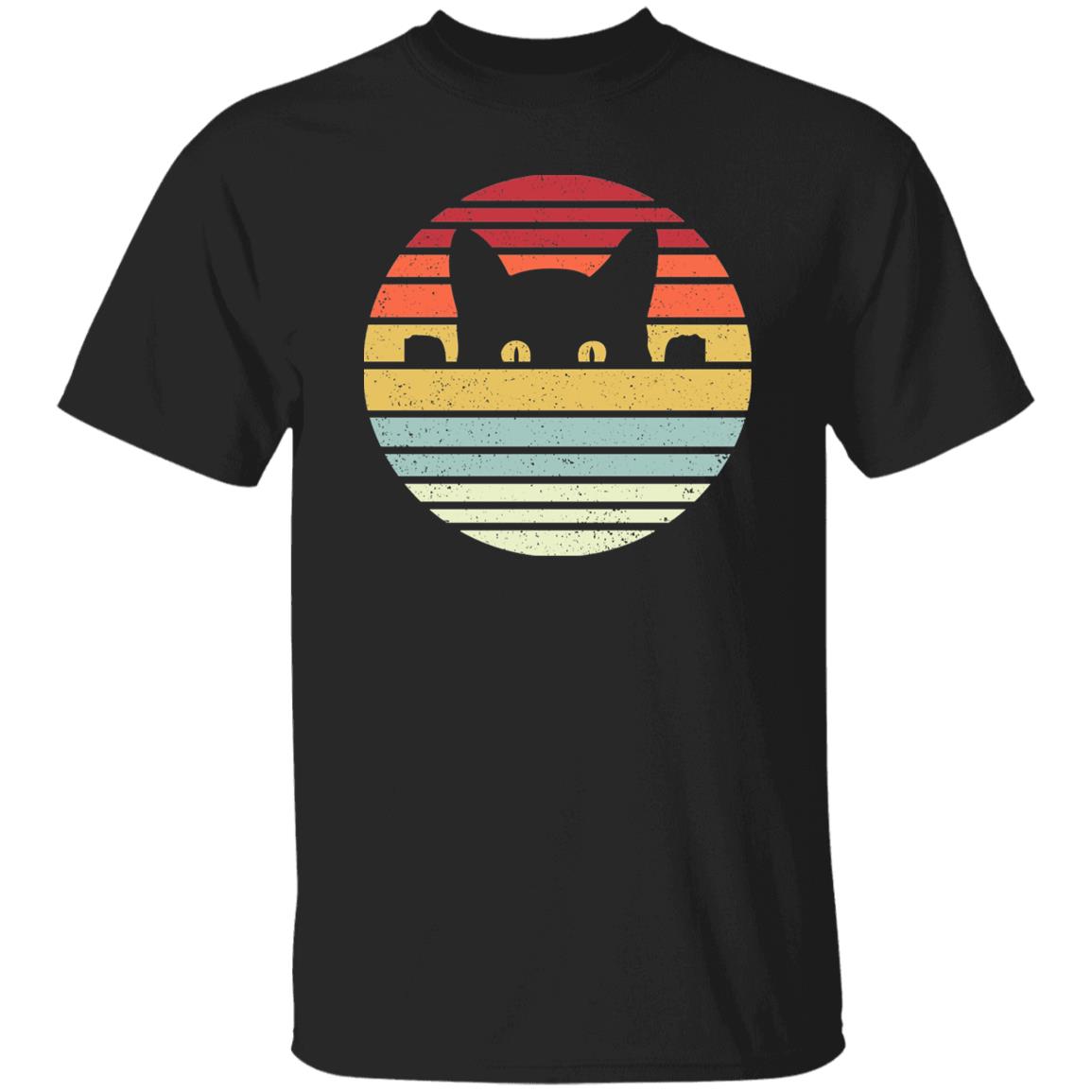 Retro Cat T-Shirt gift Black cat colorful Cat mom Unisex Tee Black Navy Dark Heather-Family-Gift-Planet