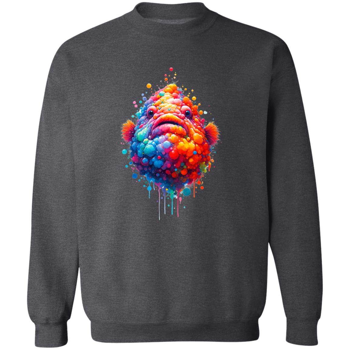 Deep Sea Fish Color Splash Unisex Sweatshirt Black Navy Dark Heather-Family-Gift-Planet