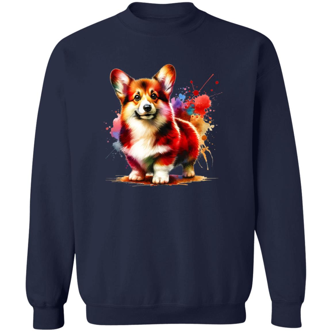Welsh Corgi Color Splash Unisex Sweatshirt Black Navy Dark Heather-Family-Gift-Planet