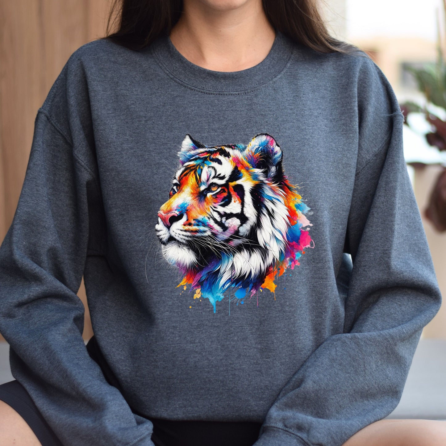 Wildlife tiger whisperer Unisex Sweatshirt Black Navy Dark Heather-Dark Heather-Family-Gift-Planet
