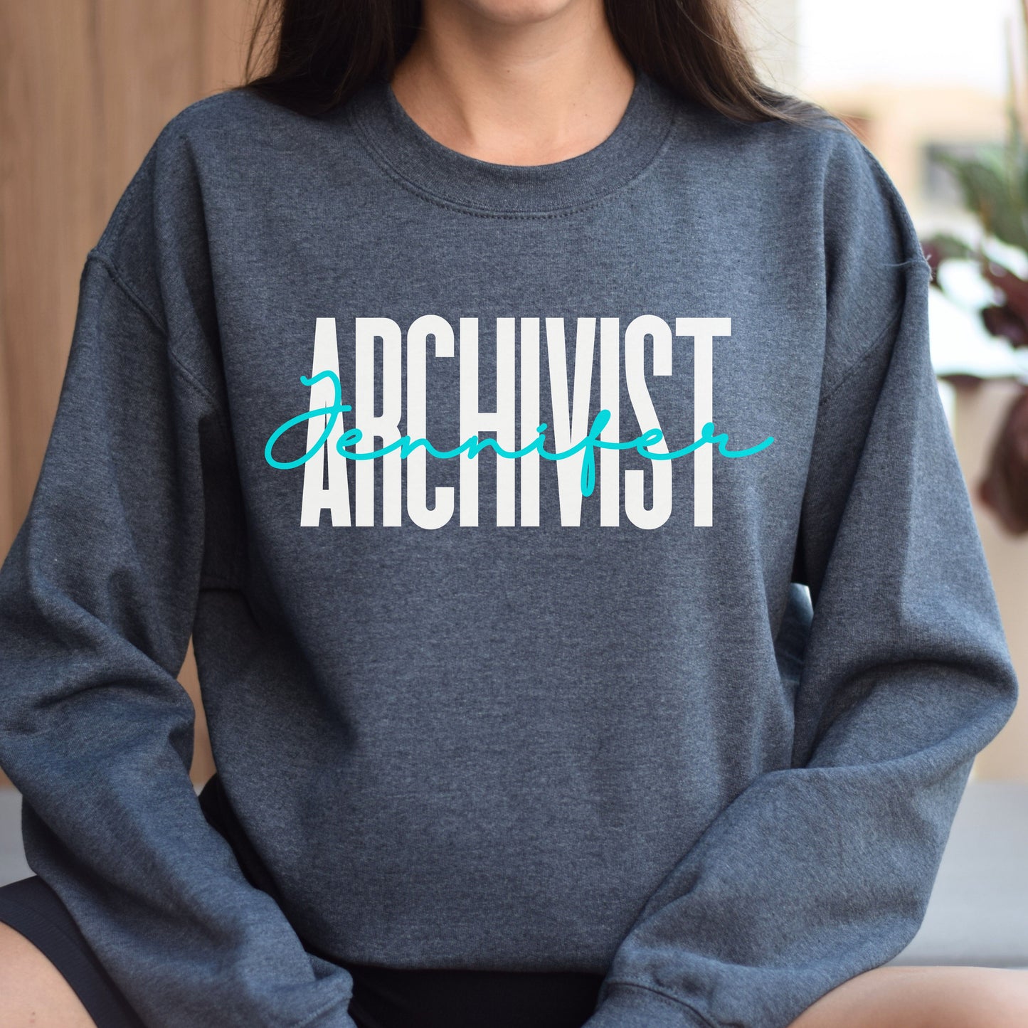 Personalized Archivist Unisex Sweatshirt Custom name Archive science Sand Black Dark Heather-Dark Heather-Family-Gift-Planet