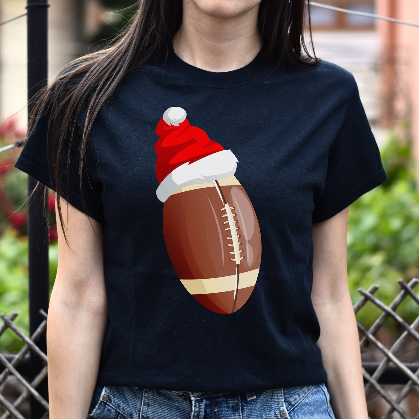 American football Christmas Unisex shirt rugby Holiday tee Black Dark Heather-Family-Gift-Planet