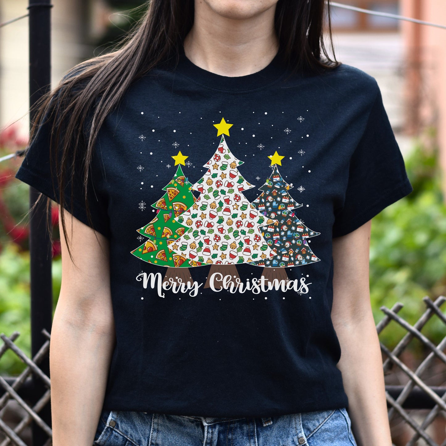 Christmas trees Unisex shirt Holiday tee Black Dark Heather-Family-Gift-Planet