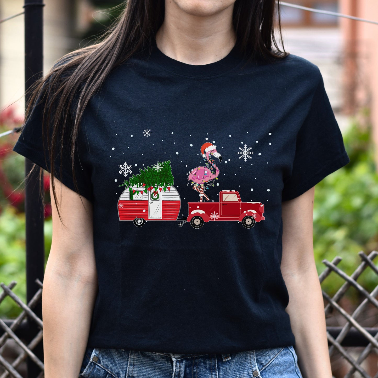 Camping Christmas Unisex shirt camper Holiday tee Black Dark Heather-Family-Gift-Planet