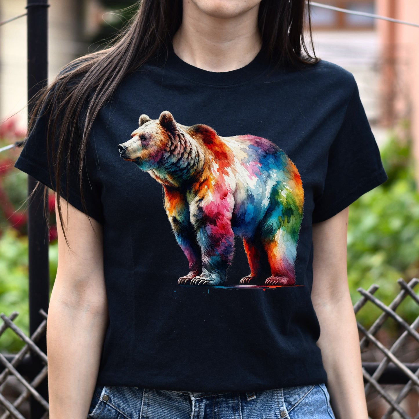 Colorful Grizzly Unisex T-shirt Black Navy Dark Heather-Black-Family-Gift-Planet