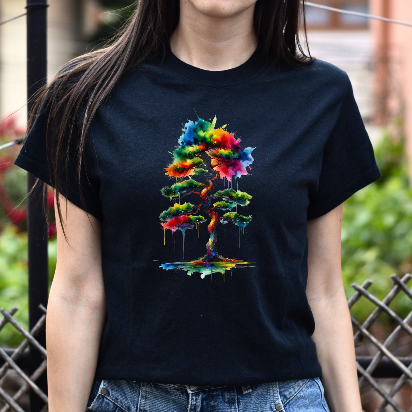 Mystical Tree Color Splash Unisex T-shirt abstract tree tee Black Navy Dark Heather-Black-Family-Gift-Planet