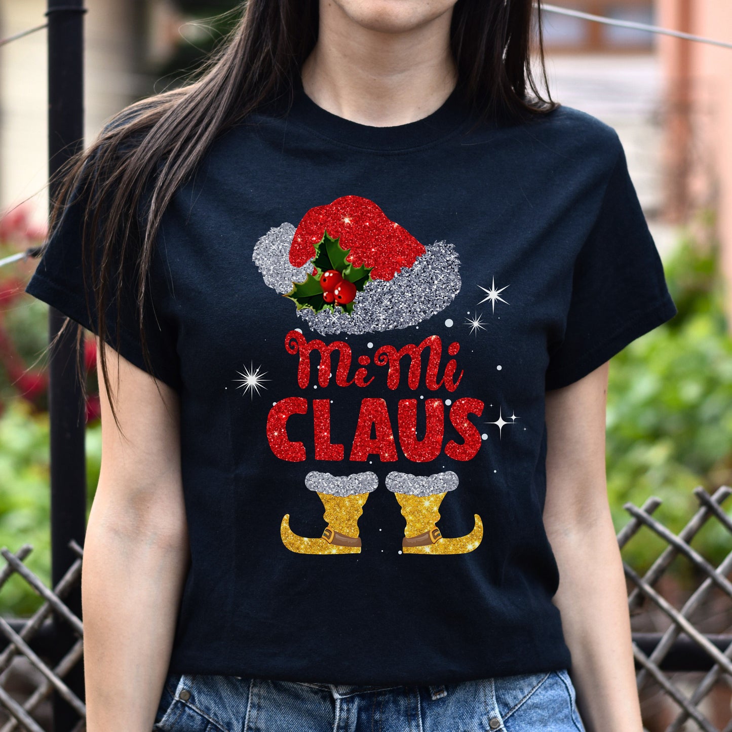 Mimi Claus Christmas Unisex Shirt Grandma Holiday tee Black Dark Heather-Family-Gift-Planet