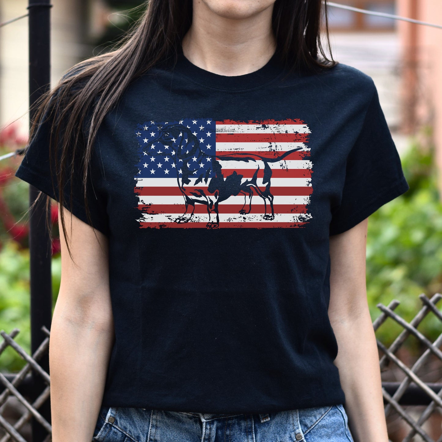 Dachshund American Flag Unisex T-Shirt gift US Dachshund dog owner tee black dark heather-Family-Gift-Planet