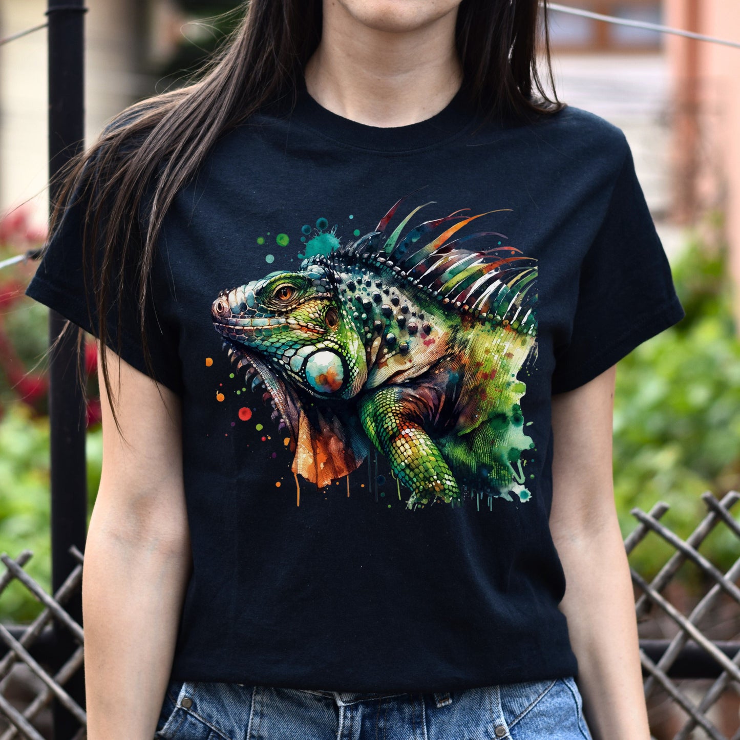 Iguana mama Color Splash Unisex T-Shirt Black Navy Dark Heather-Black-Family-Gift-Planet