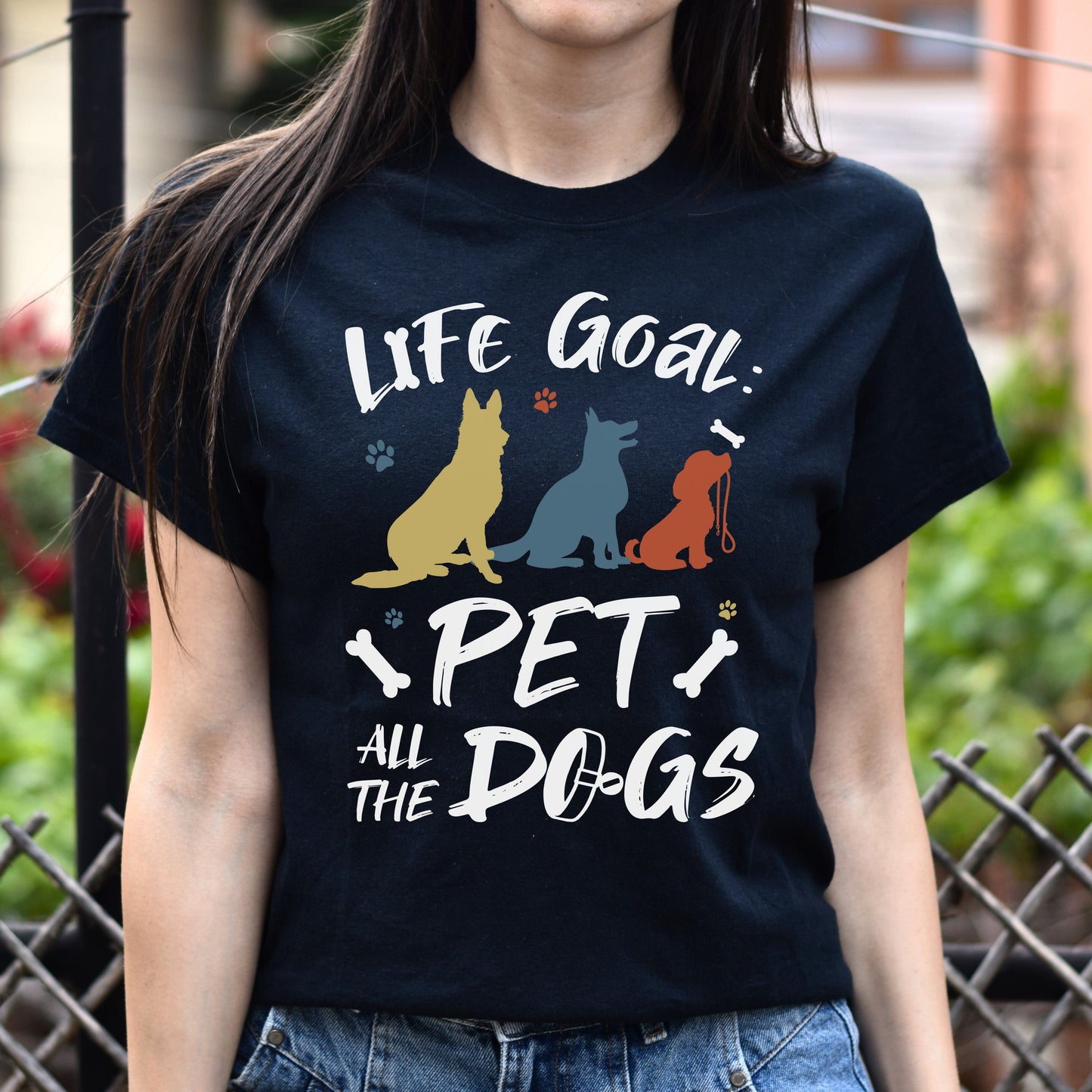 Life goal pet all the dogs Unisex T-Shirt gift dog lover tee black dark heather-Family-Gift-Planet