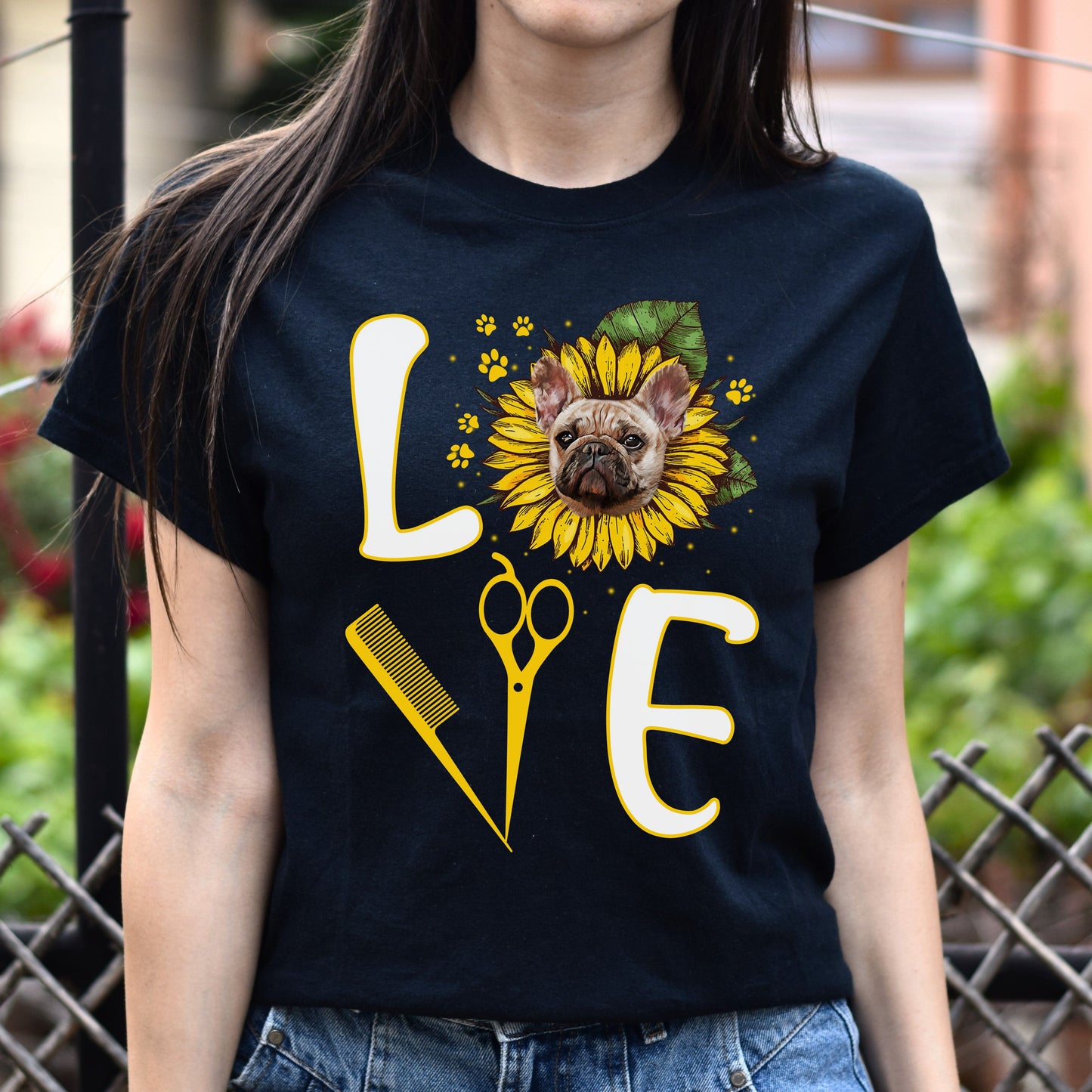 Dog groomer sunflower love Unisex t-shirt gift black navy dark heather-Family-Gift-Planet