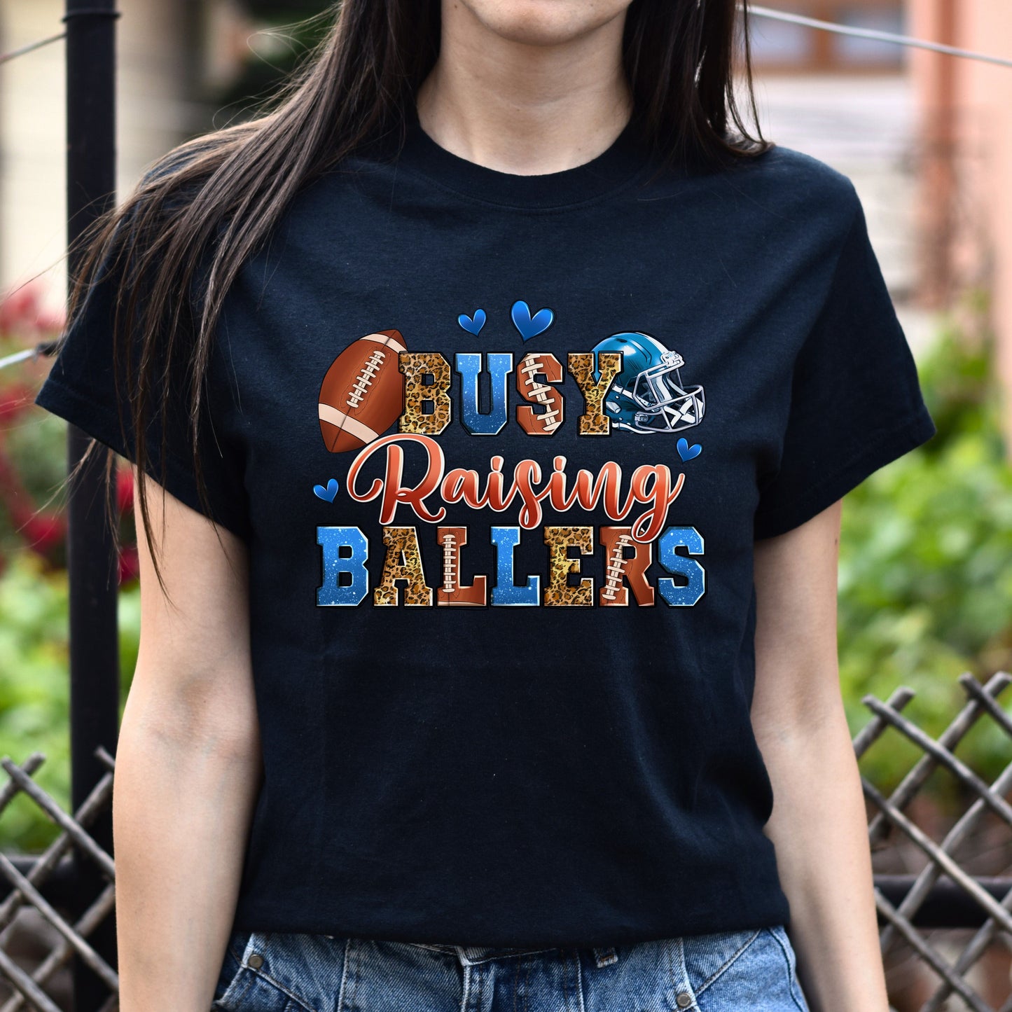 American football - busy raising ballers Unisex t-shirt football mom tee gift-Family-Gift-Planet