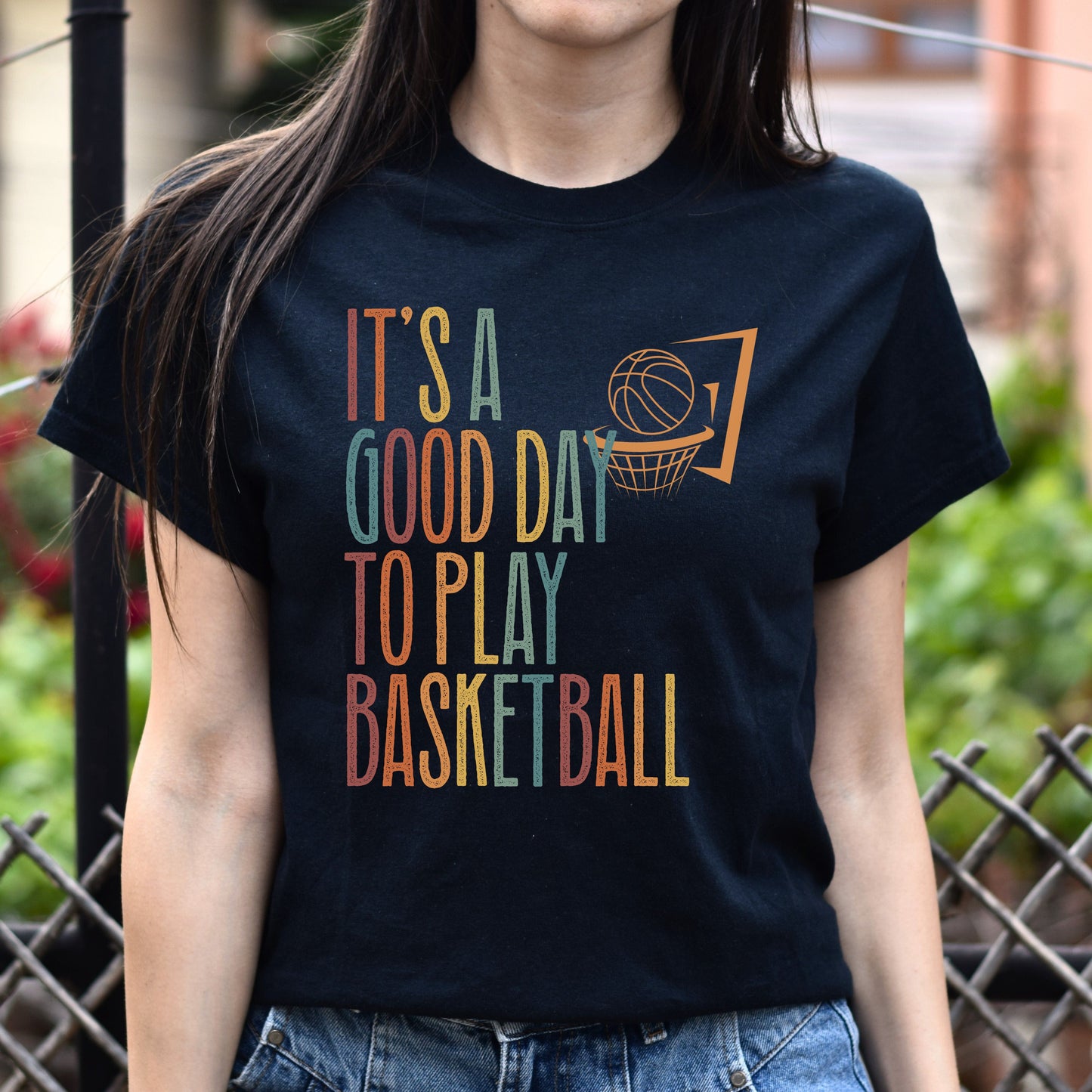 Basketball Unisex T-Shirt It's a beautiful day to play Basketball Black Dark Heather White-Black-Family-Gift-Planet
