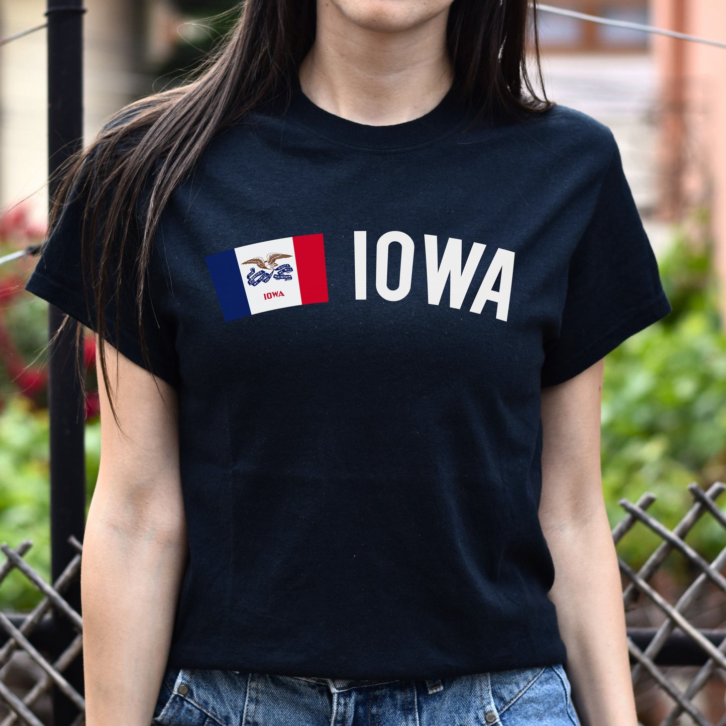 Iowa Unisex T-shirt gift Iowa flag tee Des Moines Cedar Rapids White Black-Black-Family-Gift-Planet