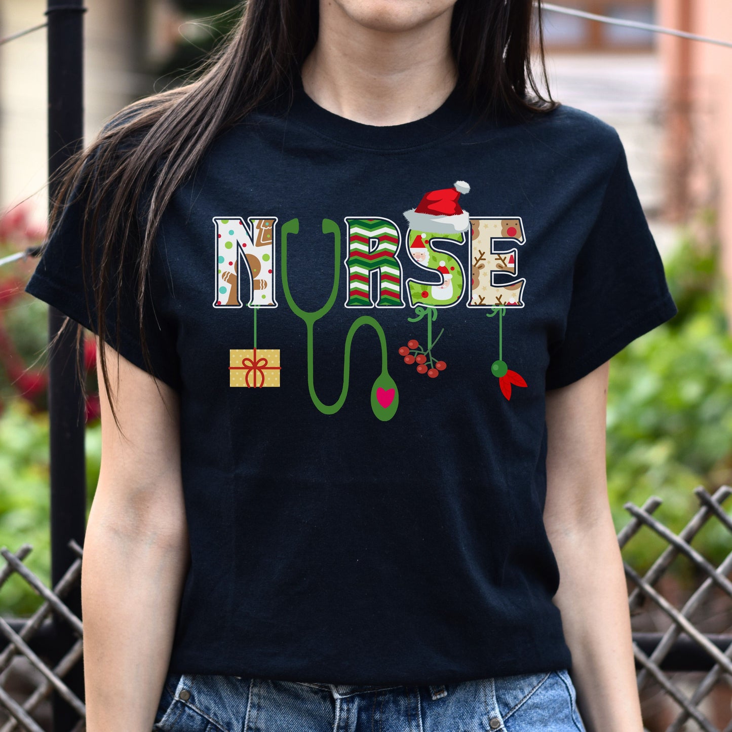 Nurse Christmas Unisex shirt Registered Nurse Holiday tee Black Dark Heather-Family-Gift-Planet