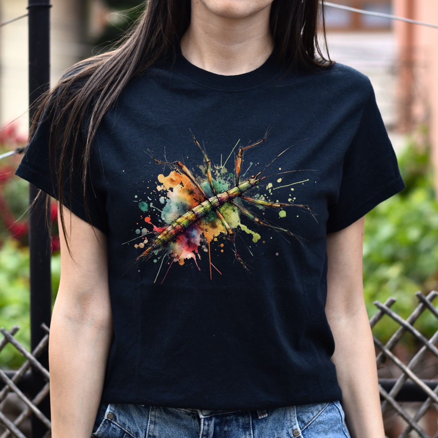 Stick bug Color Splash Unisex T-Shirt Black Navy Dark Heather-Family-Gift-Planet