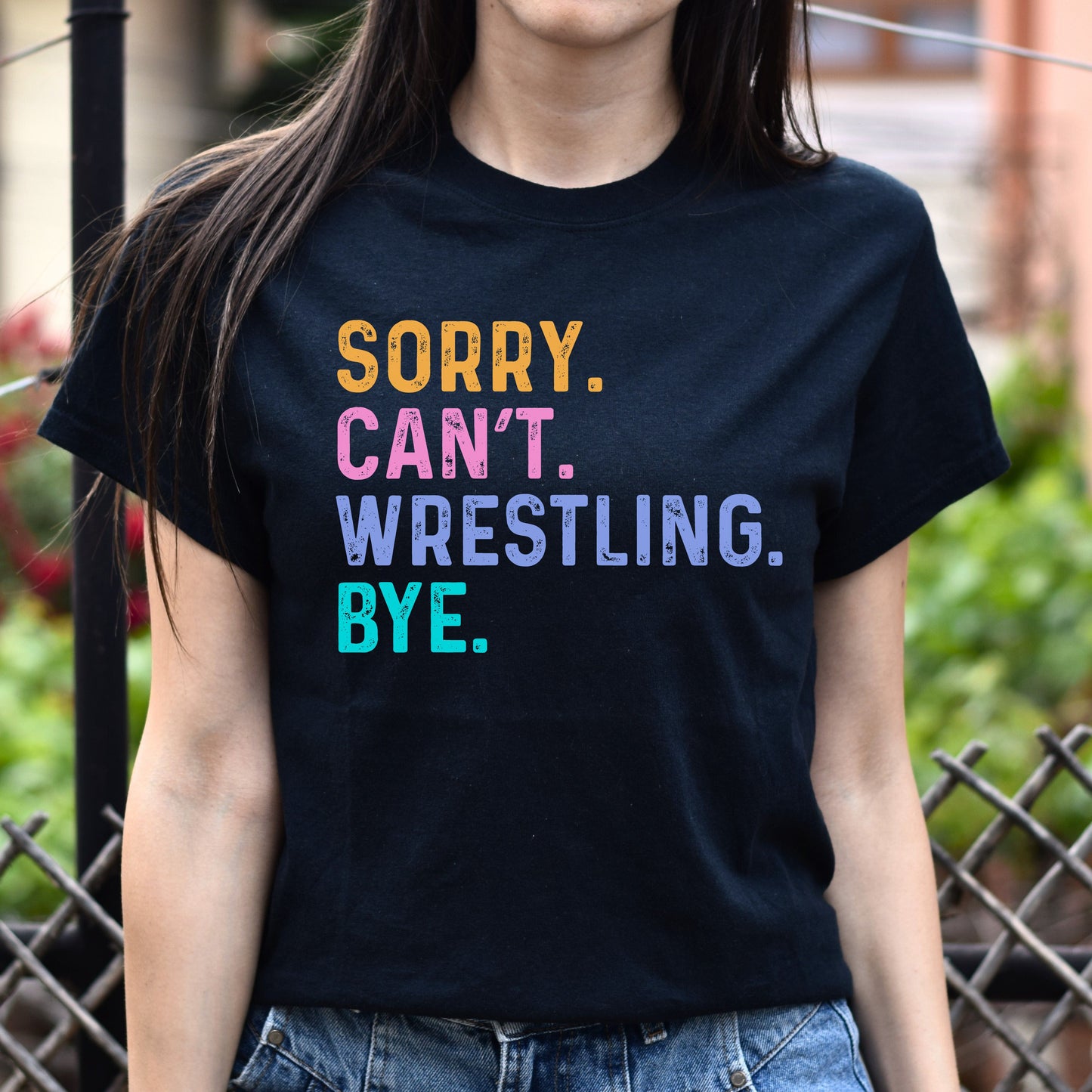 Wrestling fan Unisex t-shirt Sorry Can't Wrestling Bye tee black dark heather-Family-Gift-Planet