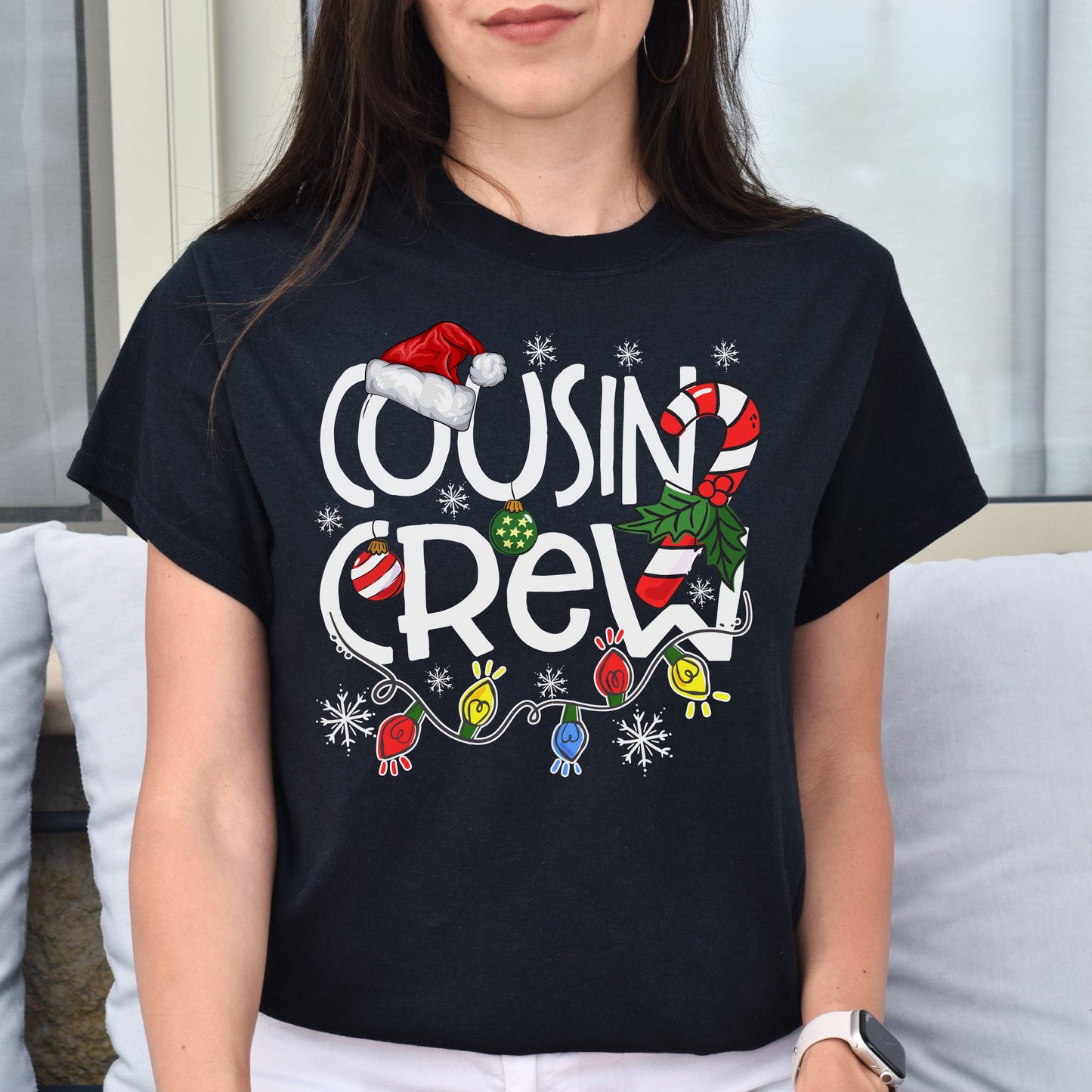 Cool Cousin Crew Christmas Unisex Shirt Cousin squad tee Black Dark Heather-Black-Family-Gift-Planet