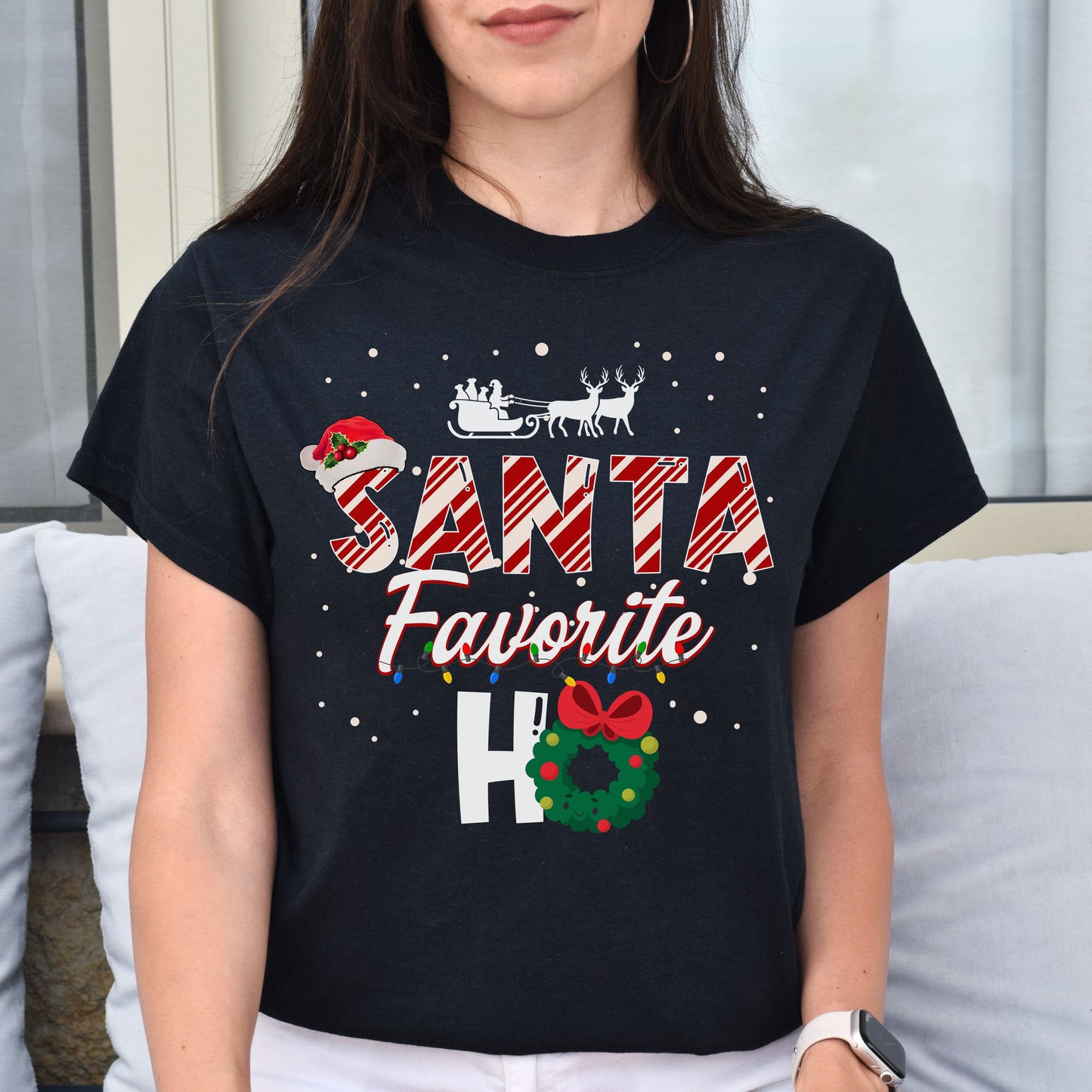 Santa Favorite Ho Unisex shirt Holiday tee Black Dark Heather-Black-Family-Gift-Planet