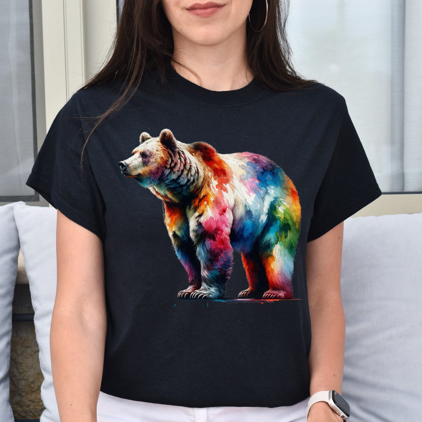 Colorful Grizzly Unisex T-shirt Black Navy Dark Heather-Family-Gift-Planet
