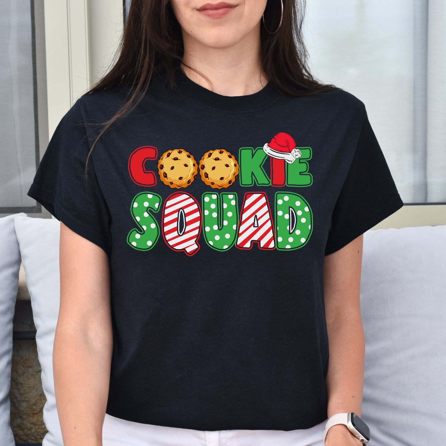 Cookie Squad Christmas Unisex Shirt Holiday tee Black Dark Heather-Black-Family-Gift-Planet
