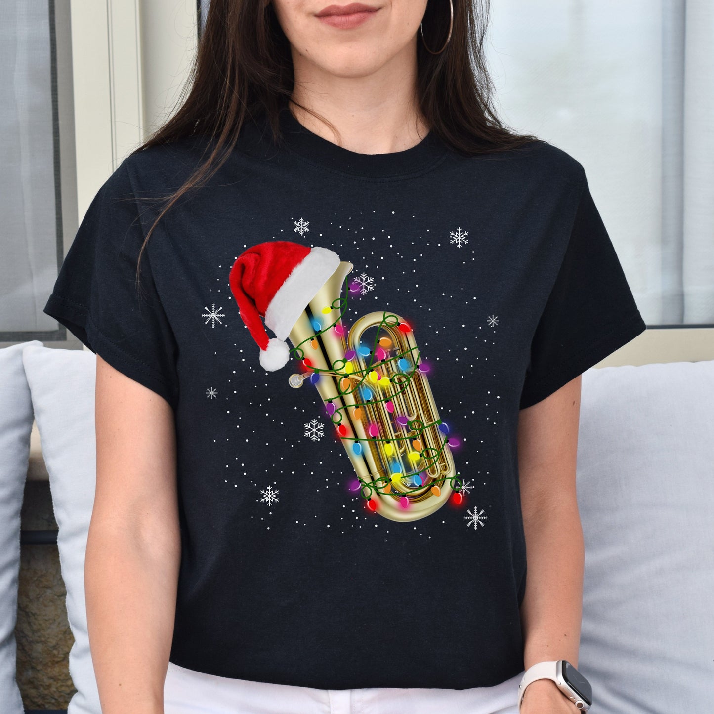 Tuba Christmas Unisex shirt Tuba player Holiday tee Black Dark Heather-Black-Family-Gift-Planet
