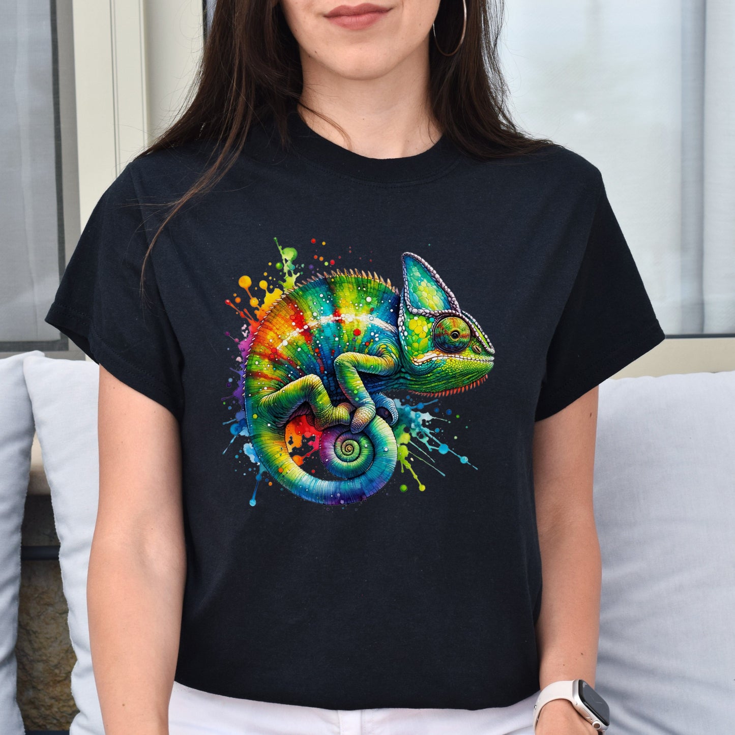 Chameleon Color Splash Unisex T-Shirt Black Navy Dark Heather-Family-Gift-Planet