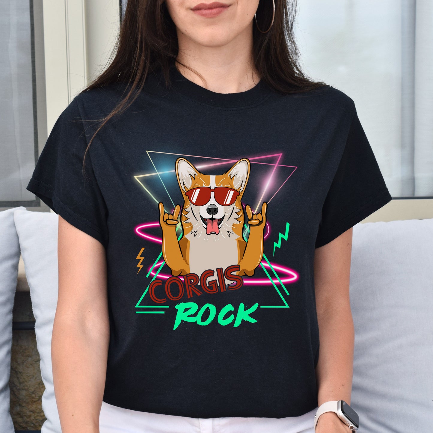Corgis rock Unisex t-shirt gift corgi mom tee black navy dark heather-Family-Gift-Planet