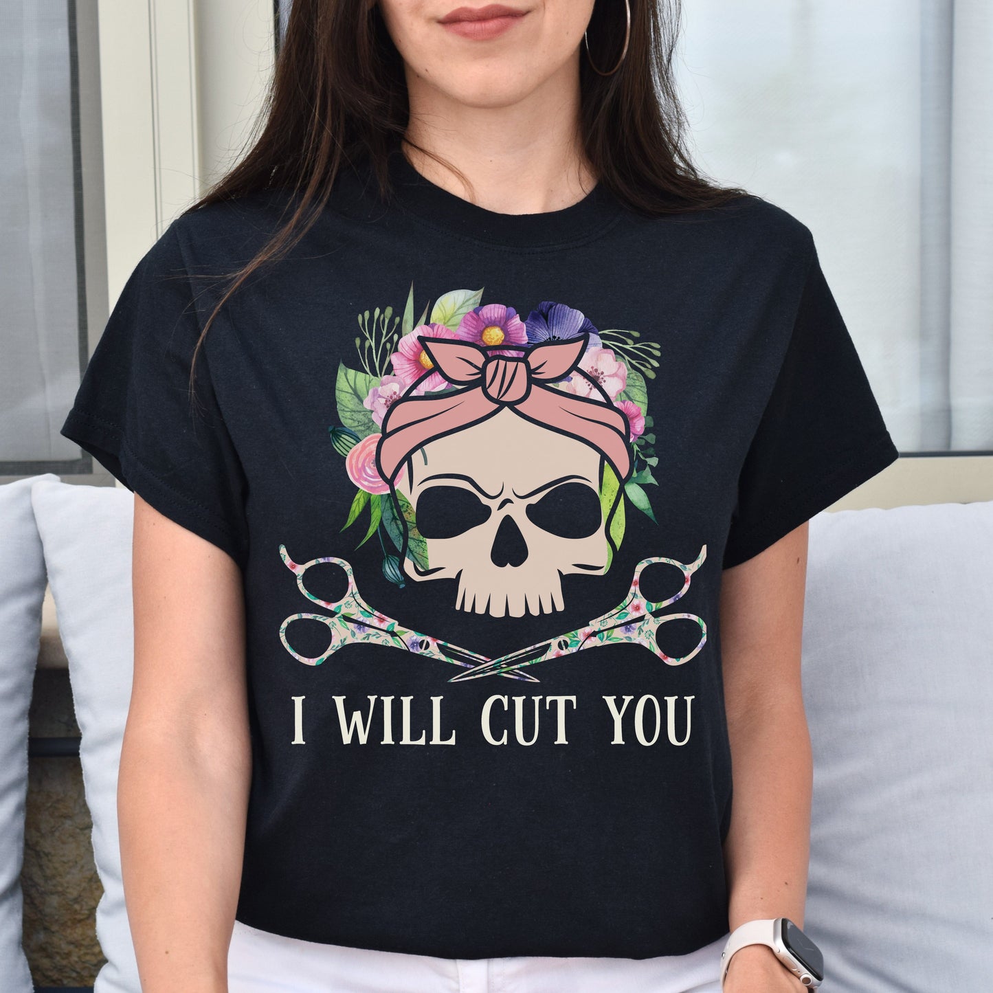 I will cut you Unisex T-shirt hairdresser haircutter tee black dark heather-Family-Gift-Planet