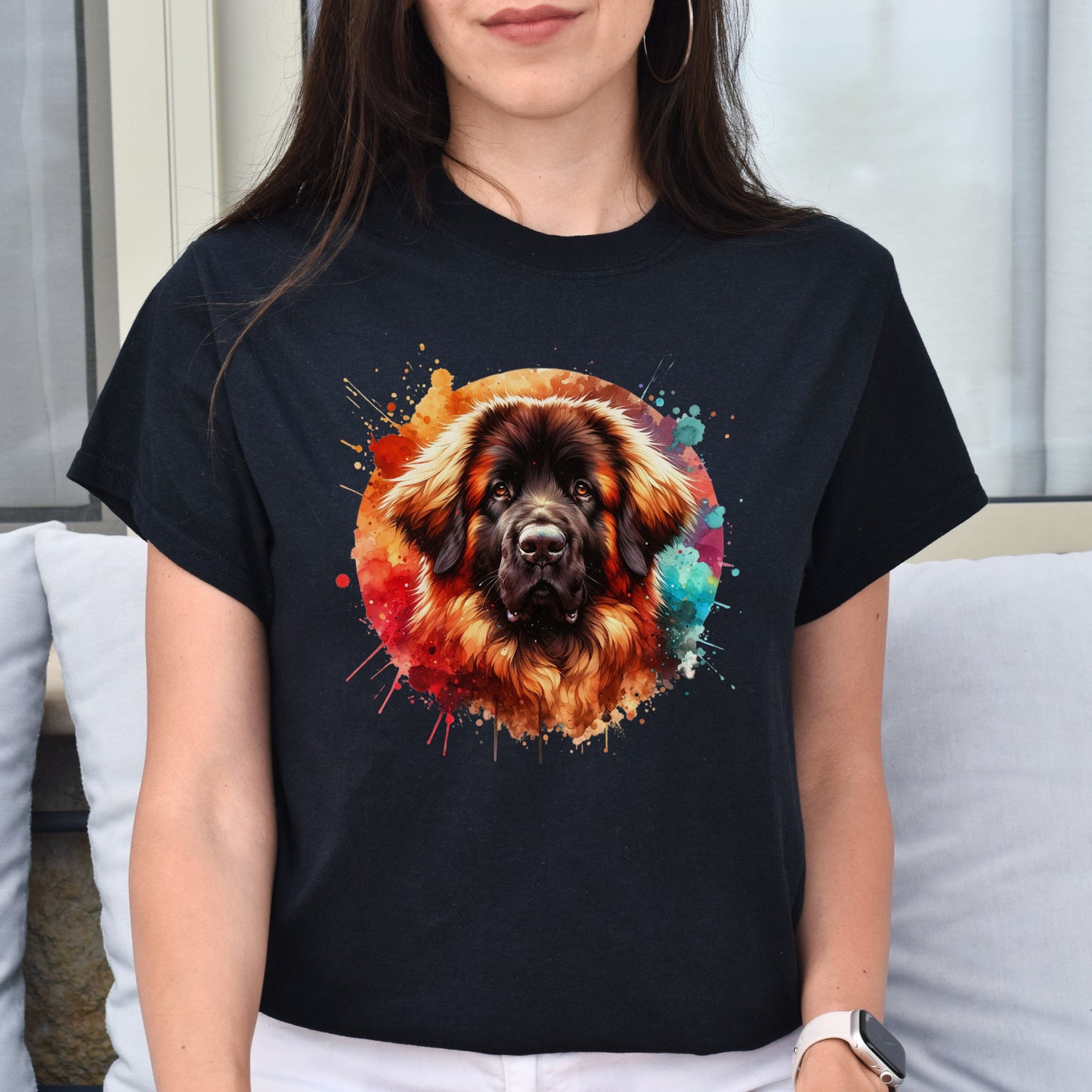 Artistic Leonberger Color Splash Unisex T-shirt Black Navy Dark Heather-Family-Gift-Planet