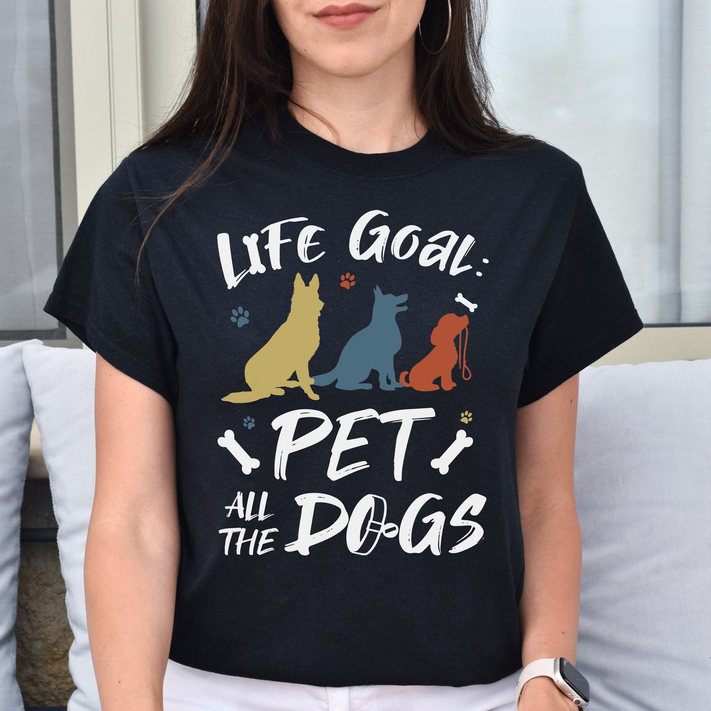 Life goal pet all the dogs Unisex T-Shirt gift dog lover tee black dark heather-Black-Family-Gift-Planet